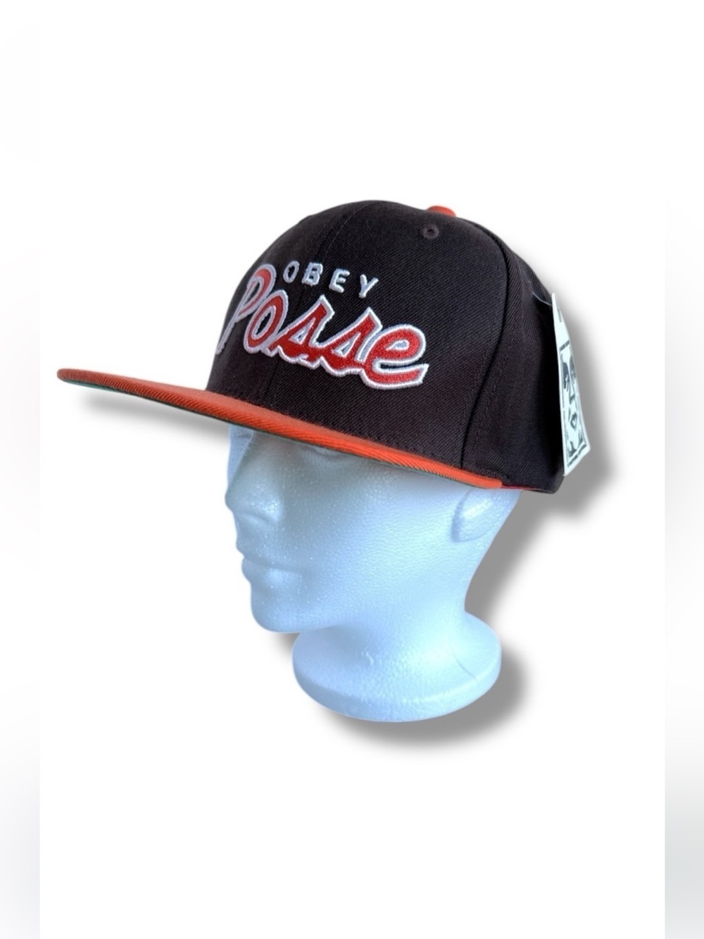 NWT Obey Brown and Orange Posse Snapback Hat Cap Wool Blend